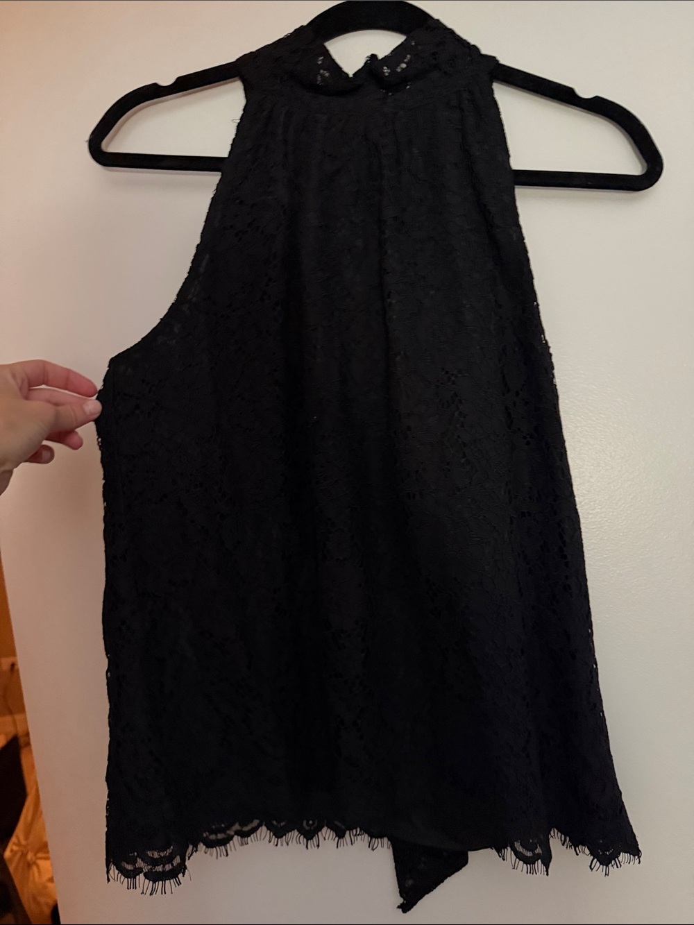 J. Crew Black Lace Halter Shell Top